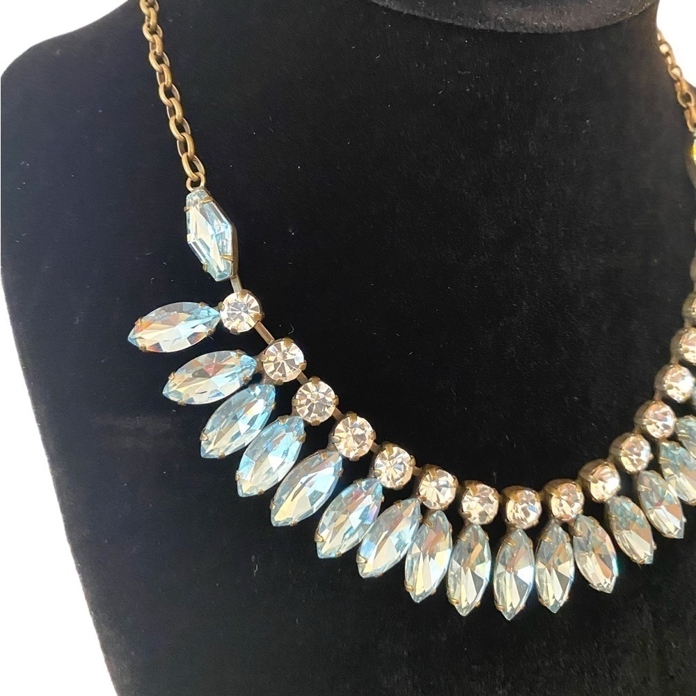 Light Blue & Antiqued Gold-Toned Statement Necklace - Picture 2 of 3